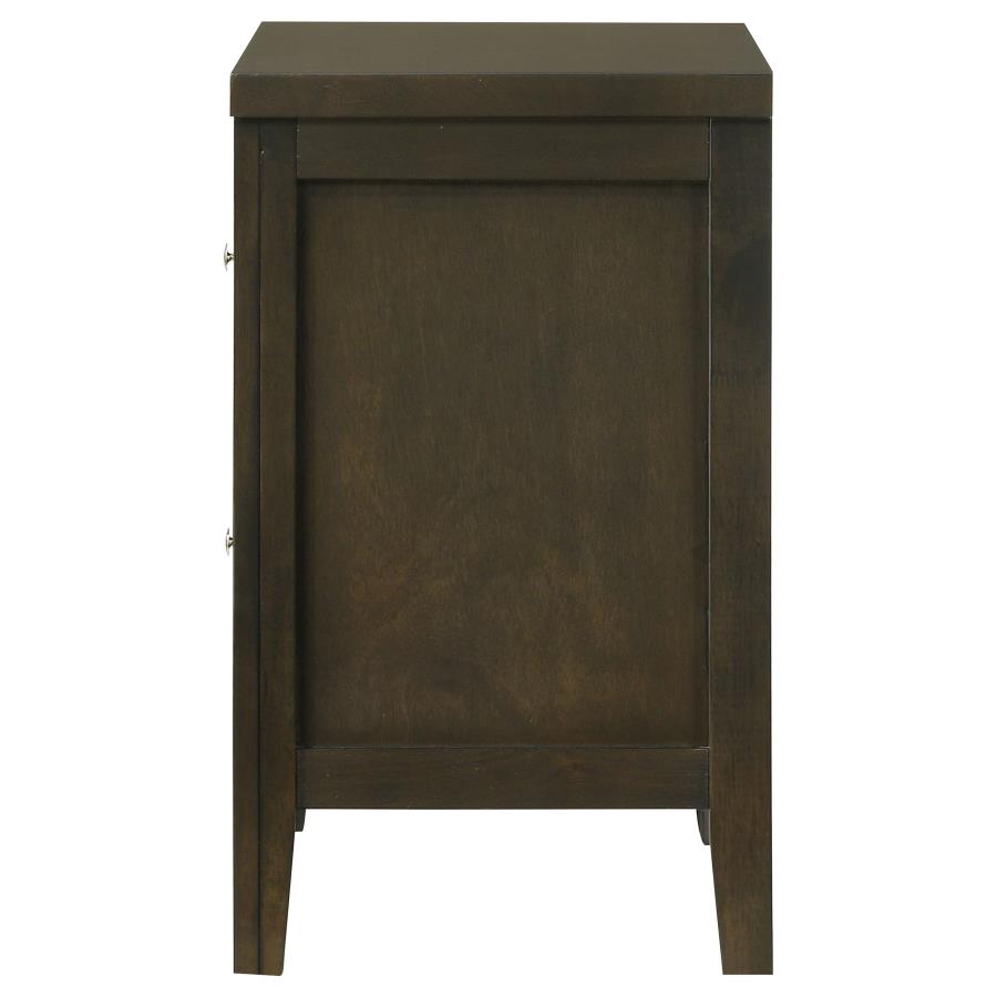 Wilkes Transitional 2-Drawer Nightstand with Metal Knobs Dark Cocoa