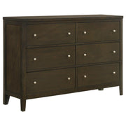 Wilkes Transitional 6-Drawer Dresser with Metal Knobs Dark Cocoa