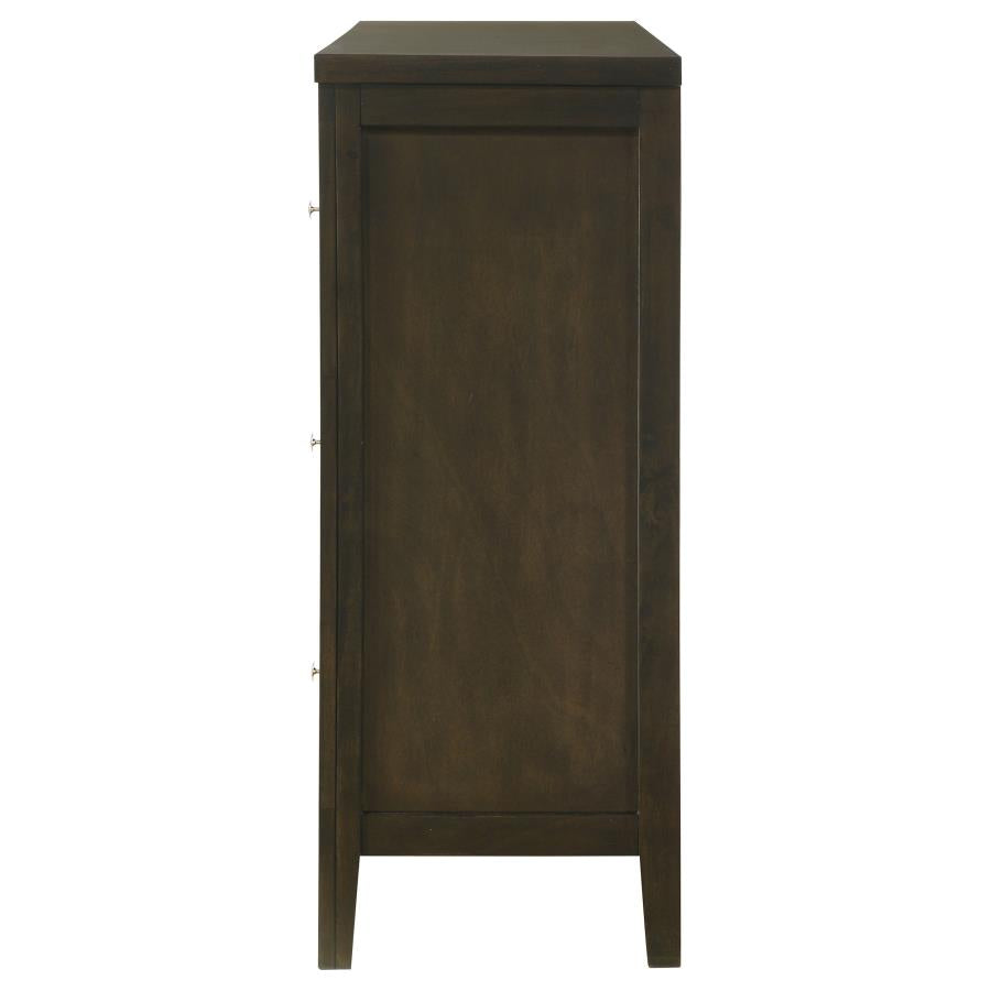 Wilkes Transitional 6-Drawer Dresser with Metal Knobs Dark Cocoa