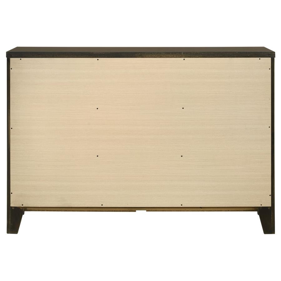 Wilkes Transitional 6-Drawer Dresser with Metal Knobs Dark Cocoa