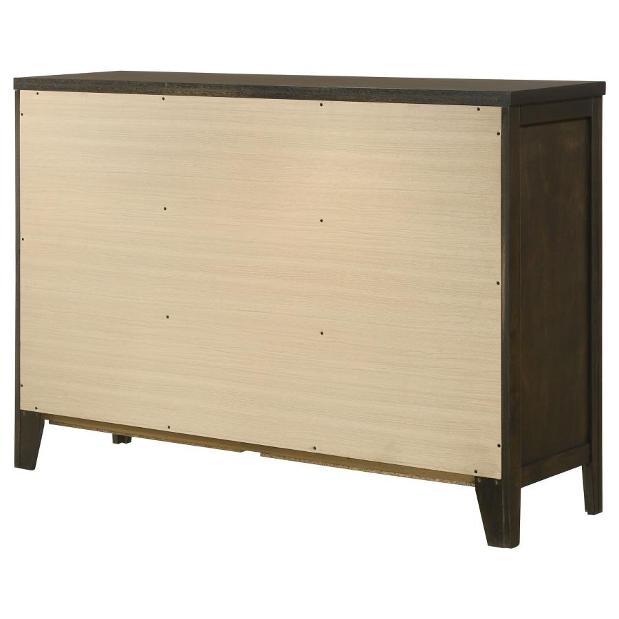 Wilkes Transitional 6-Drawer Dresser with Metal Knobs Dark Cocoa
