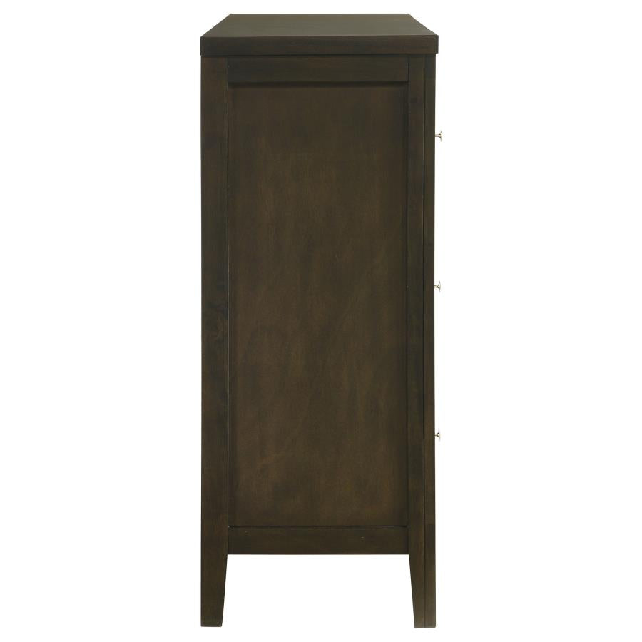 Wilkes Transitional 6-Drawer Dresser with Metal Knobs Dark Cocoa