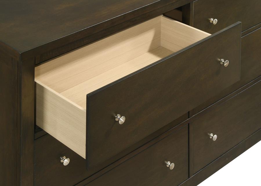 Wilkes Transitional 6-Drawer Dresser with Metal Knobs Dark Cocoa