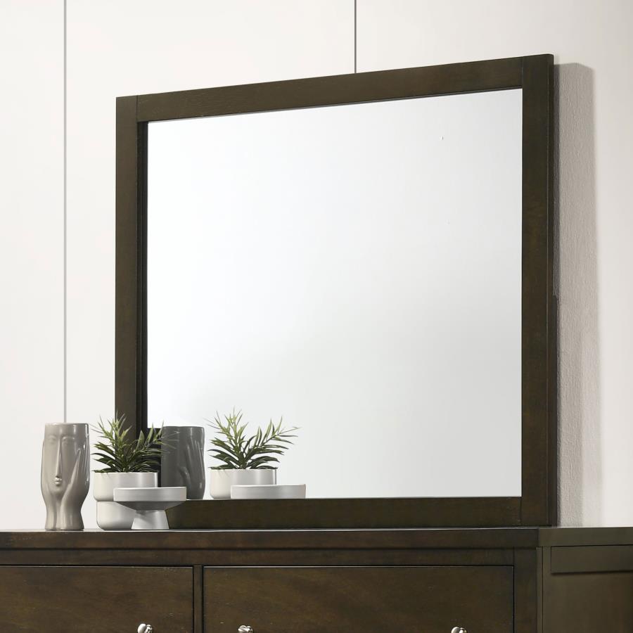 Wilkes Transitional Rectangular Wood-Framed Dresser Mirror Dark Cocoa