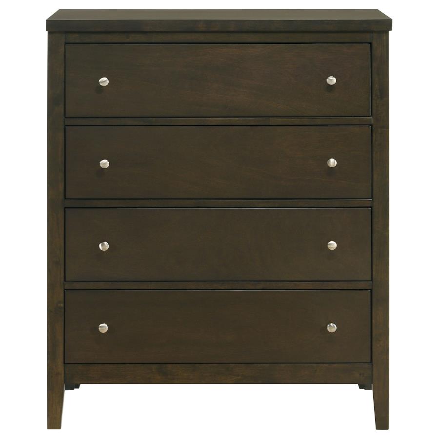 Wilkes Transitional 4-Drawer Chest with Metal Knobs Dark Cocoa