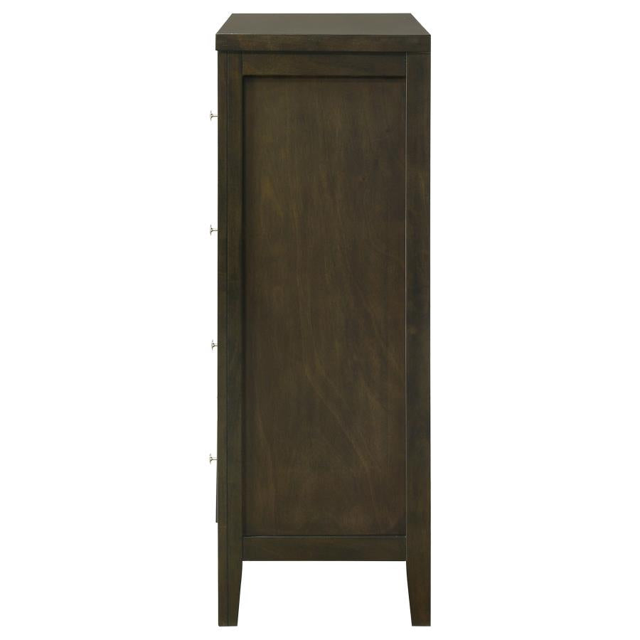 Wilkes Transitional 4-Drawer Chest with Metal Knobs Dark Cocoa