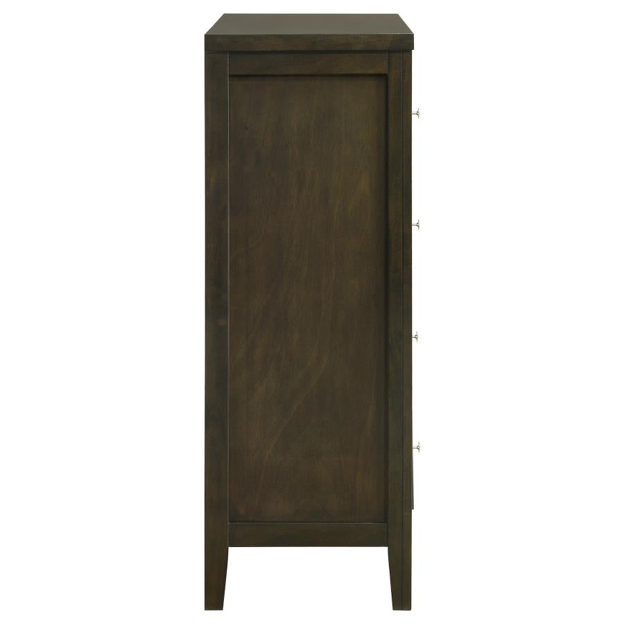 Wilkes Transitional 4-Drawer Chest with Metal Knobs Dark Cocoa