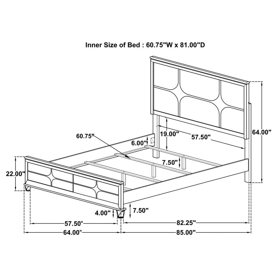 Olivia Queen Panel Bed LED Headboard Pearl White