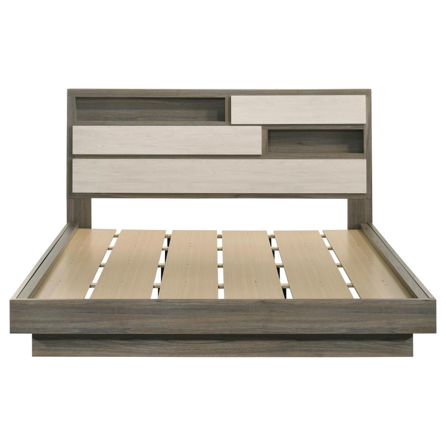 Fenwick California King Bed Bookcase Headboard Grey Oak