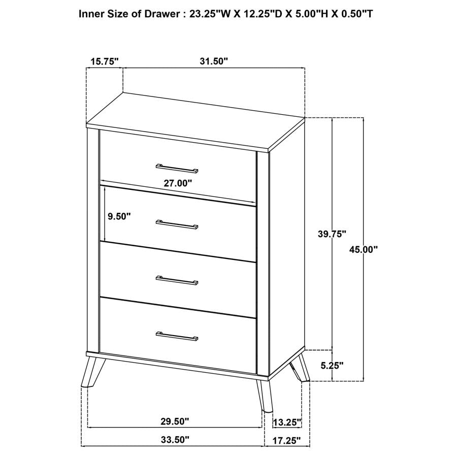 Kaywood 4-drawer Bedroom Chest of Drawers Natural Pine