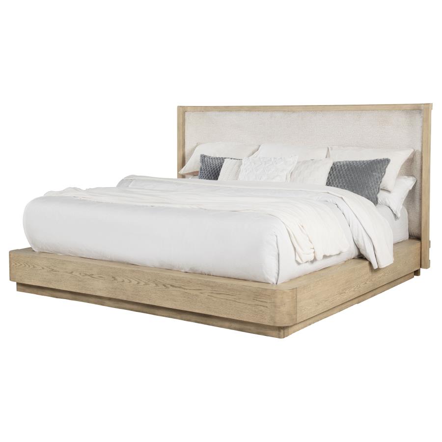 Kailani 52-inch Eastern King Wingback Bed Beige Oak