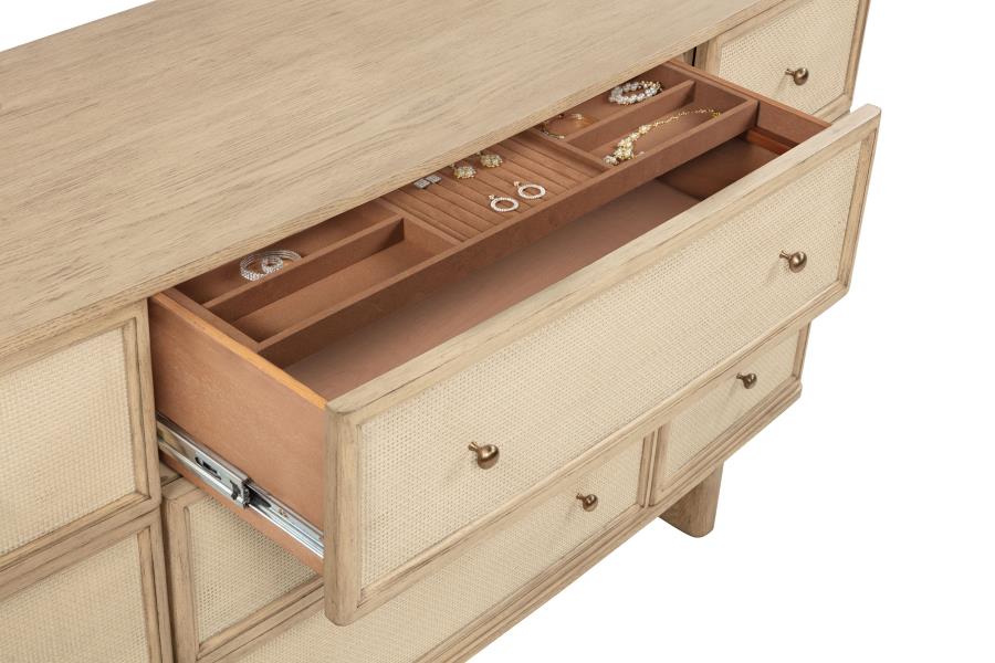 Kailani 9-drawer Dresser Cabinet Beige Oak