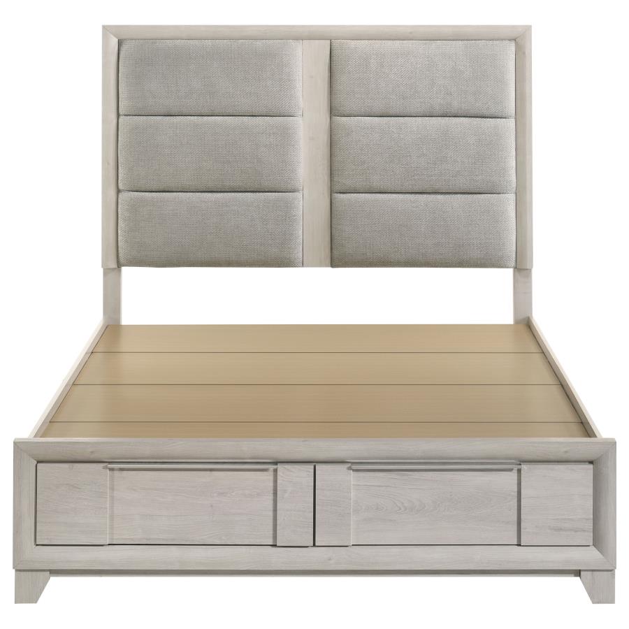 Farre Queen Upholstered Storage Platform Bed Washed Grey