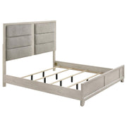 Farre Eastern King Upholstered Panel Bed Washed Grey