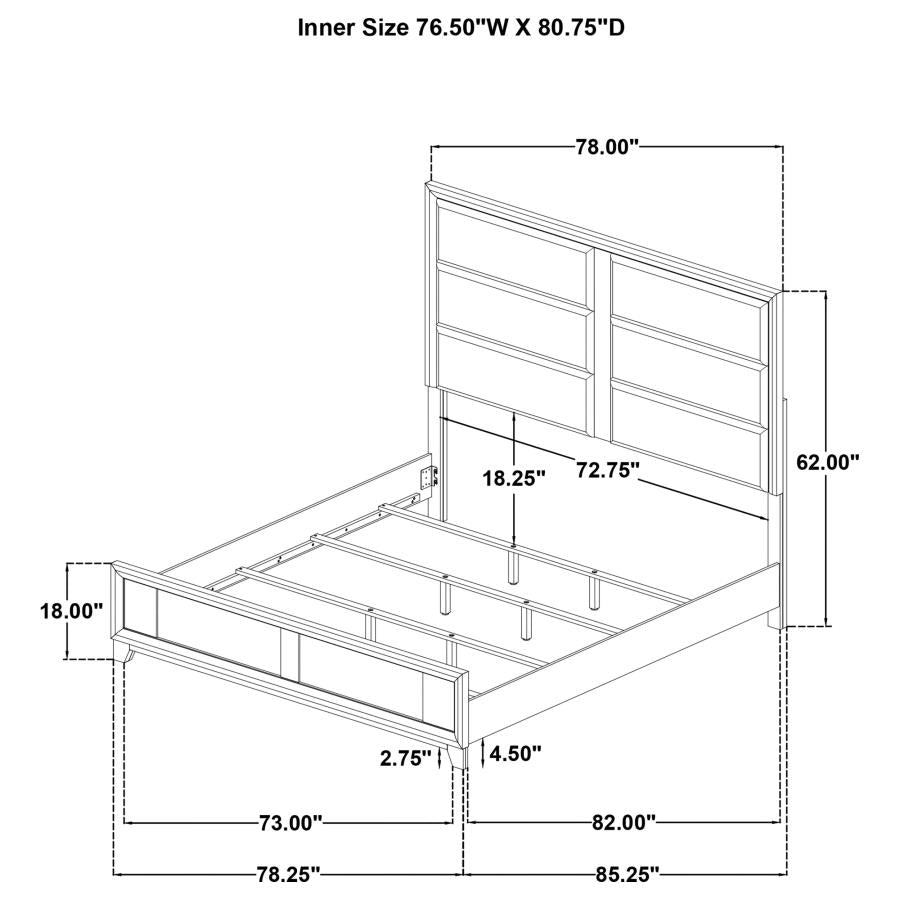 Farre Eastern King Upholstered Platform Panel Bed Washed Grey