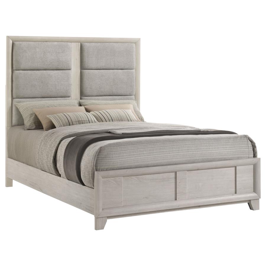 Farre Queen Upholstered Panel Bed Washed Grey