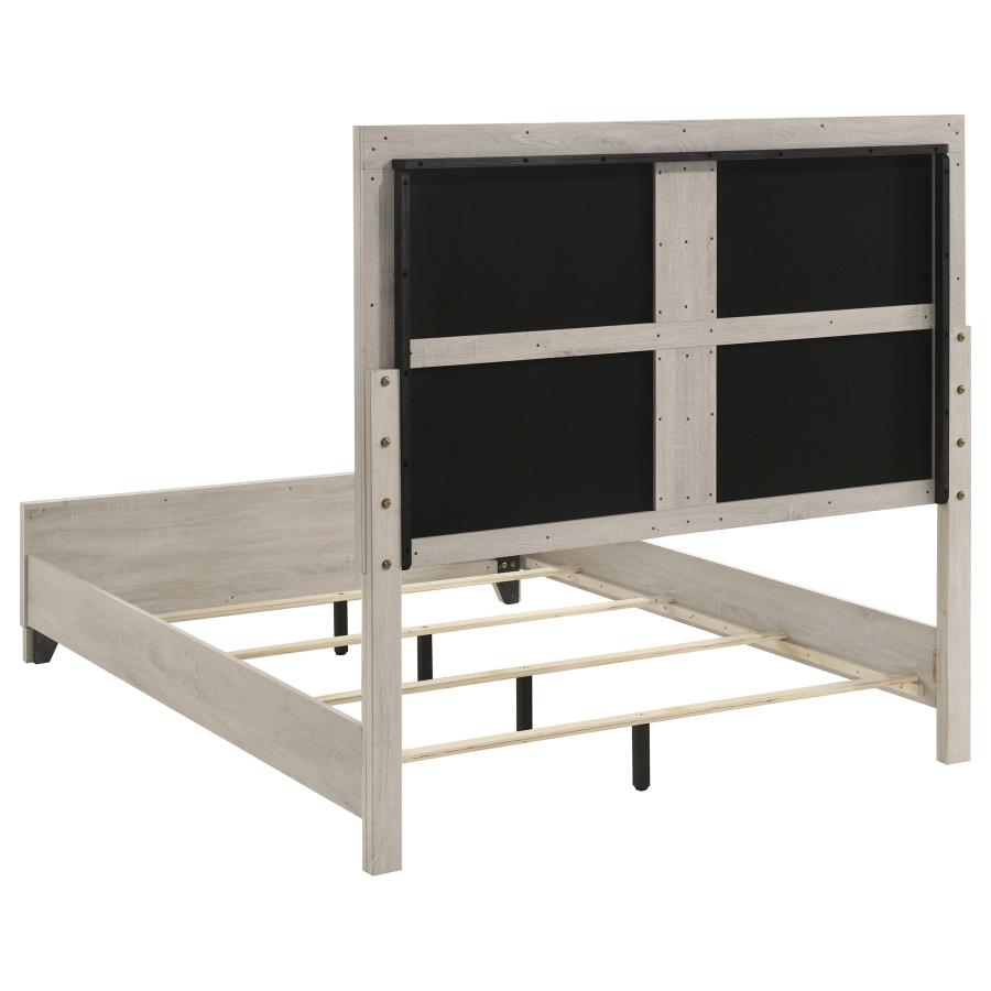 Farre Queen Upholstered Panel Bed Washed Grey