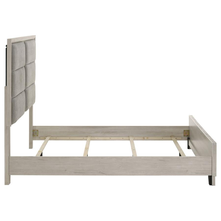 Farre Queen Upholstered Panel Bed Washed Grey