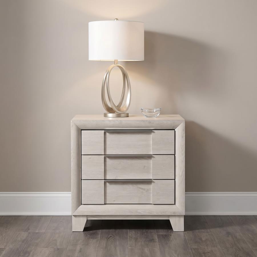 Farre 3-drawer Nightstand Bedside Table Washed Grey
