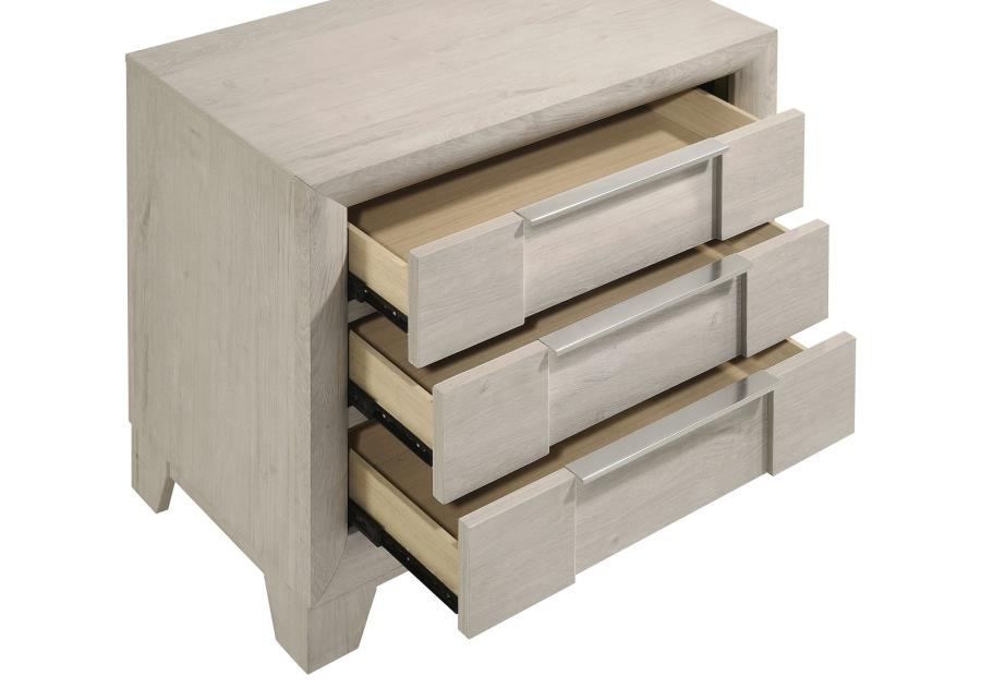 Farre 3-drawer Nightstand Bedside Table Washed Grey