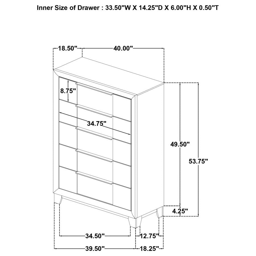 Farre 5-drawer Chest of Drawers Washed Grey