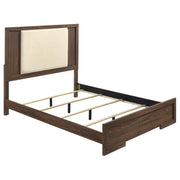 Etienne Queen Velvet Upholstered Panel Bed Walnut