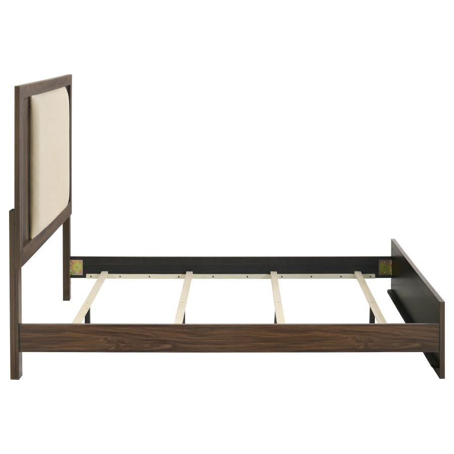 Etienne Queen Velvet Upholstered Panel Bed Walnut