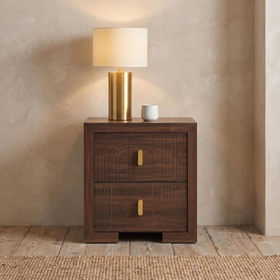 Etienne 2-drawer Nightstand Bedside Table Walnut