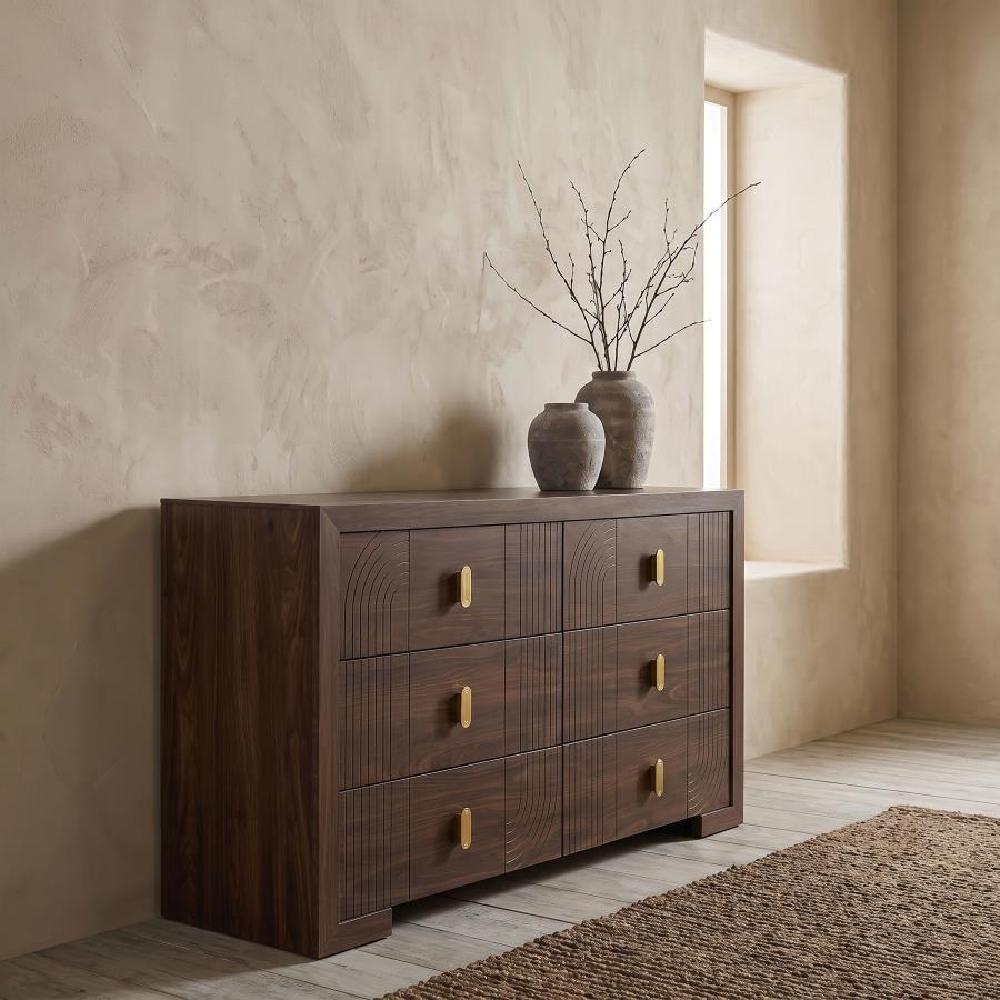 Etienne 6-drawer Bedroom Dresser Walnut