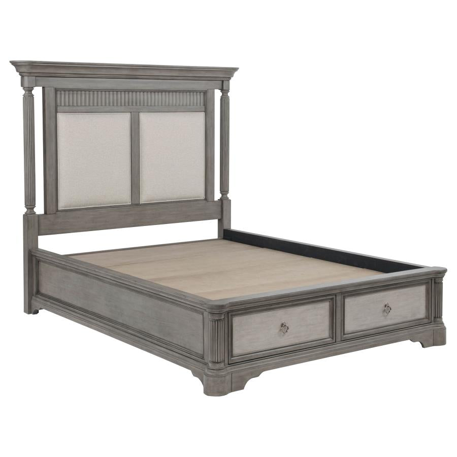 Cresswell California King Upholstered Storage Platform Bed Weathered Taupe