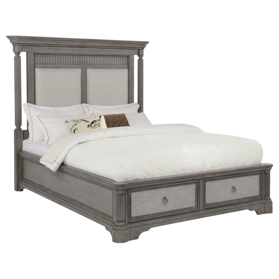 Cresswell California King Upholstered Storage Platform Bed Weathered Taupe