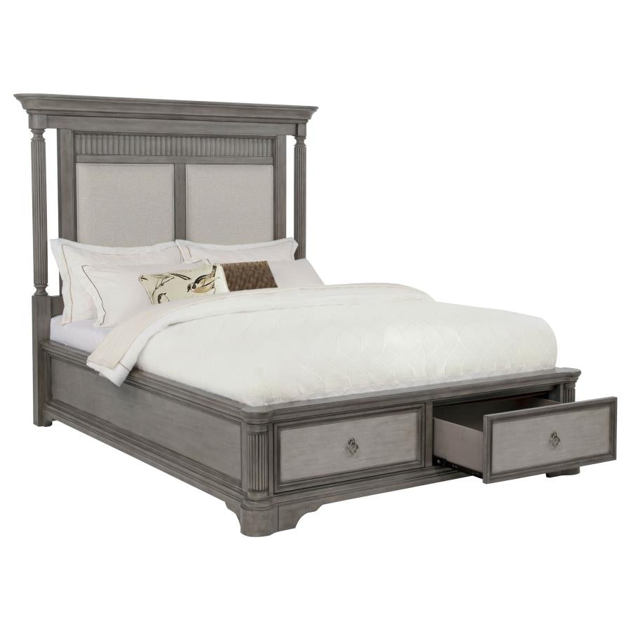 Cresswell California King Upholstered Storage Platform Bed Weathered Taupe