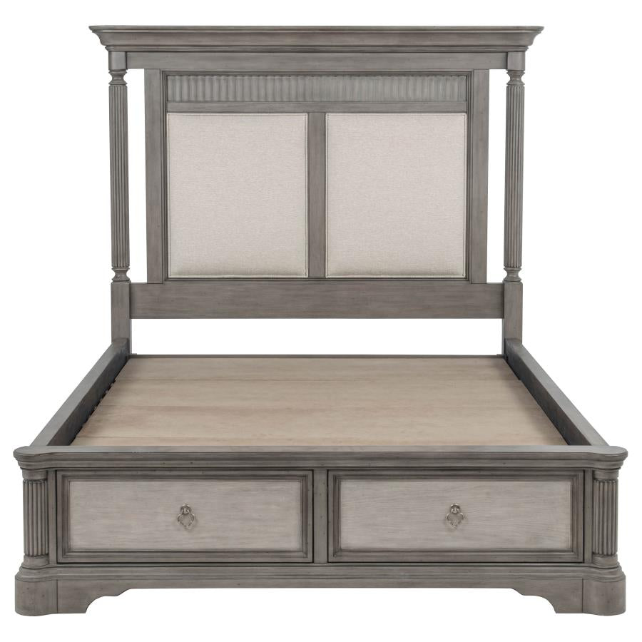 Cresswell California King Upholstered Storage Platform Bed Weathered Taupe