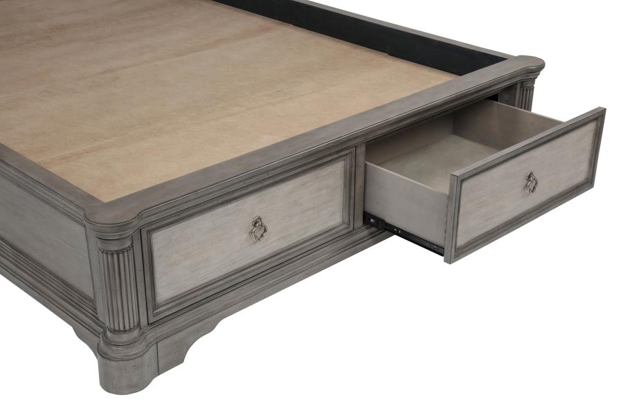 Cresswell California King Upholstered Storage Platform Bed Weathered Taupe