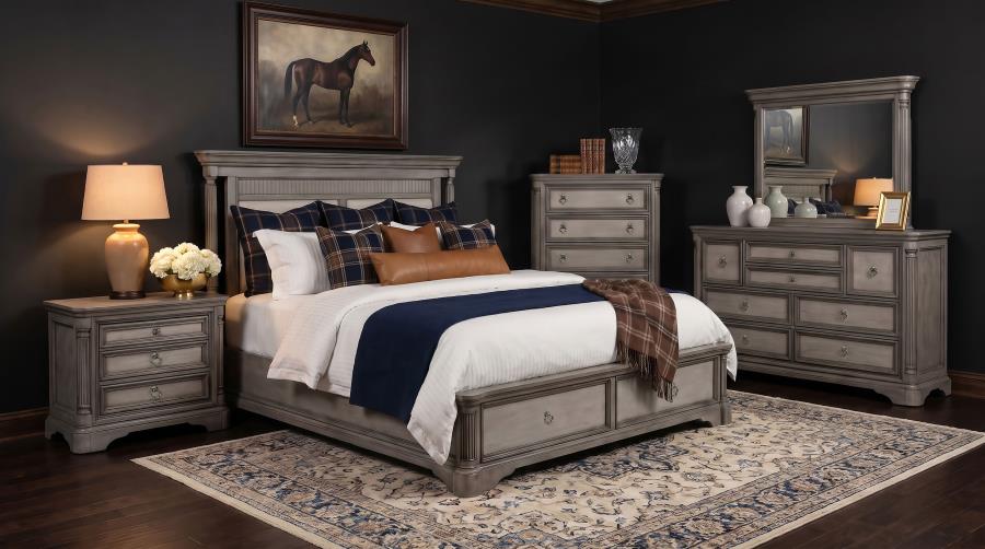 Cresswell Queen Upholstered Storage Platform Bed Weathered Taupe