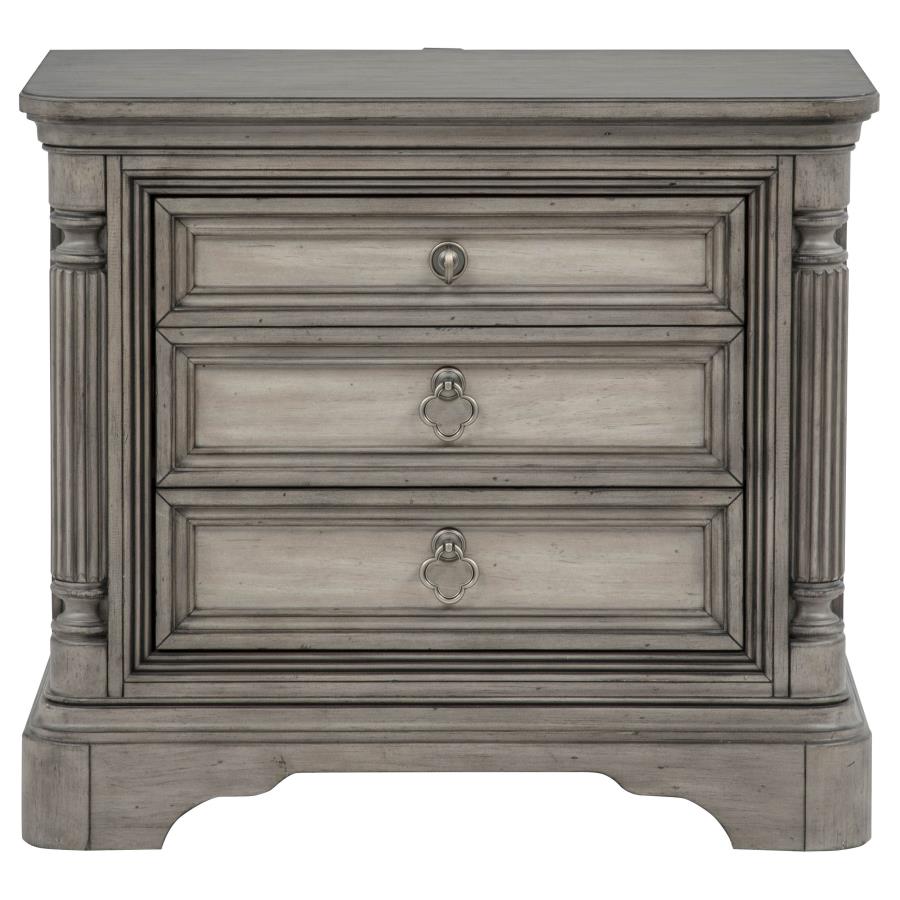 Cresswell 3-drawer Nightstand Bedside Table Weathered Taupe