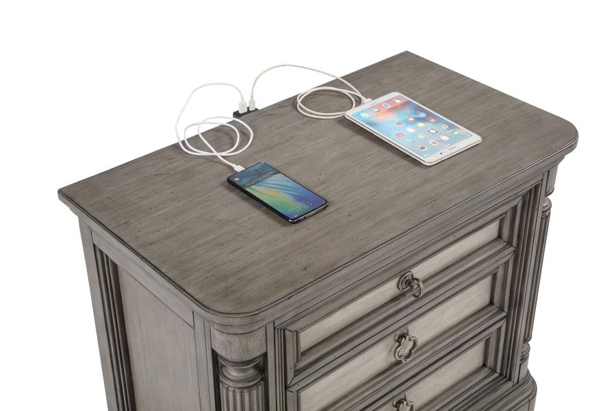 Cresswell 3-drawer Nightstand Bedside Table Weathered Taupe