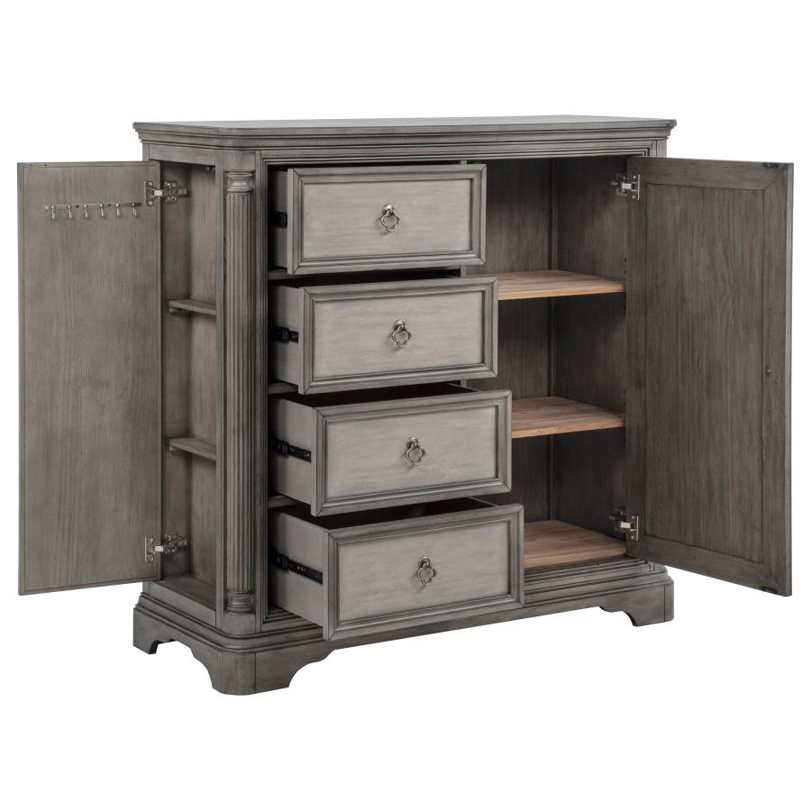 Cresswell 4-drawer Door Chest with Hidden Storage Weathered Taupe