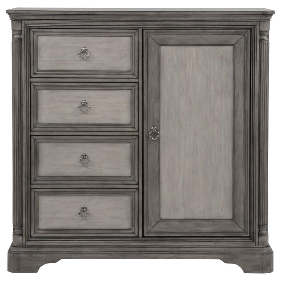 Cresswell 4-drawer Door Chest with Hidden Storage Weathered Taupe