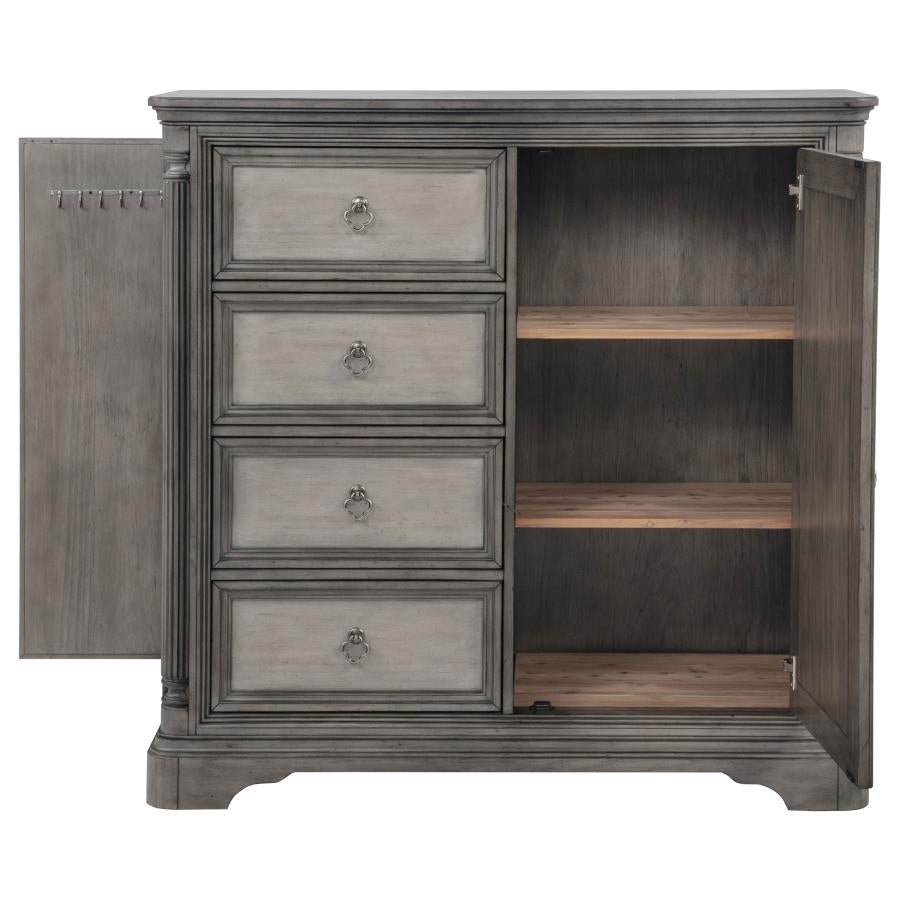 Cresswell 4-drawer Door Chest with Hidden Storage Weathered Taupe