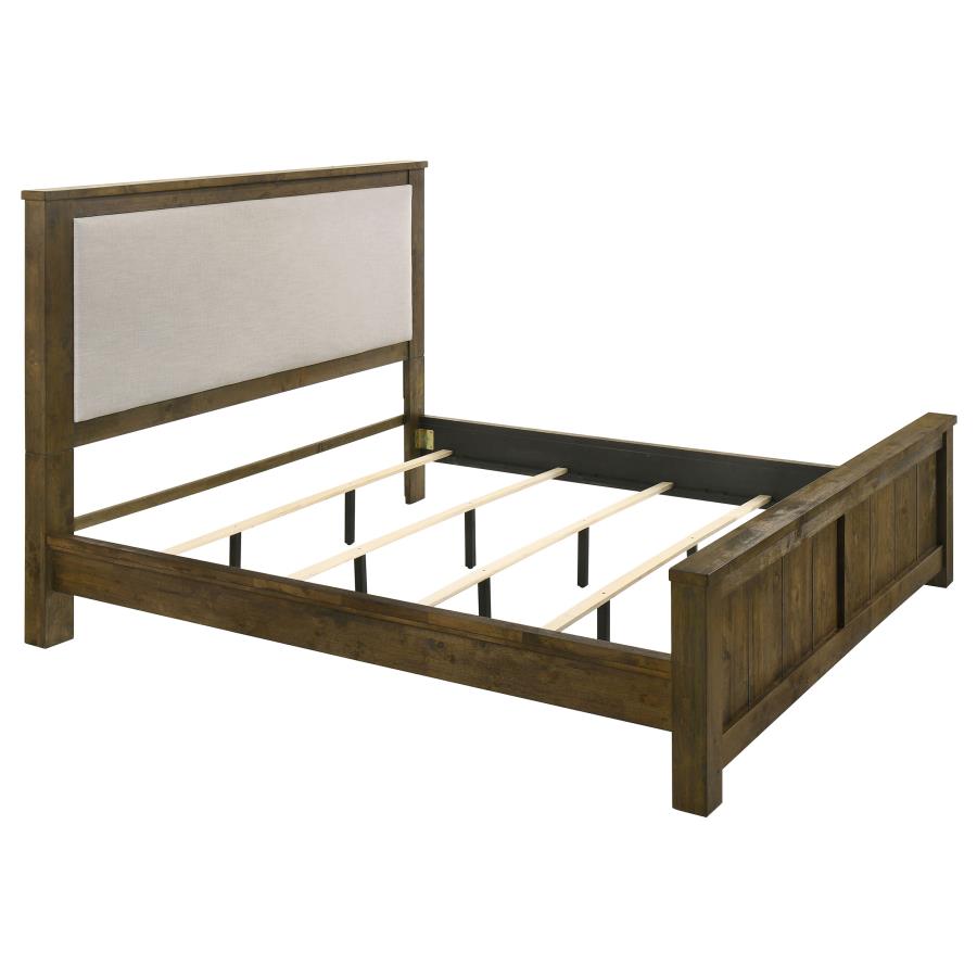 Doherty Eastern King Upholstered Panel Bed Rustic Brown