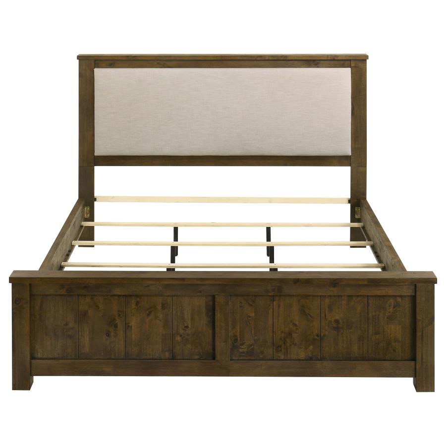 Doherty Eastern King Linen Upholstered Panel Bed Rustic Brown