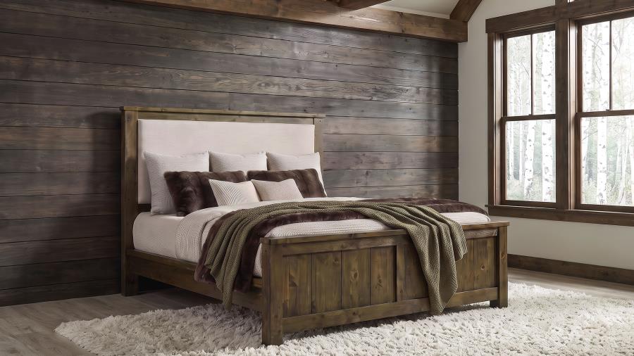 Doherty California King Linen Panel Bed Rustic Brown
