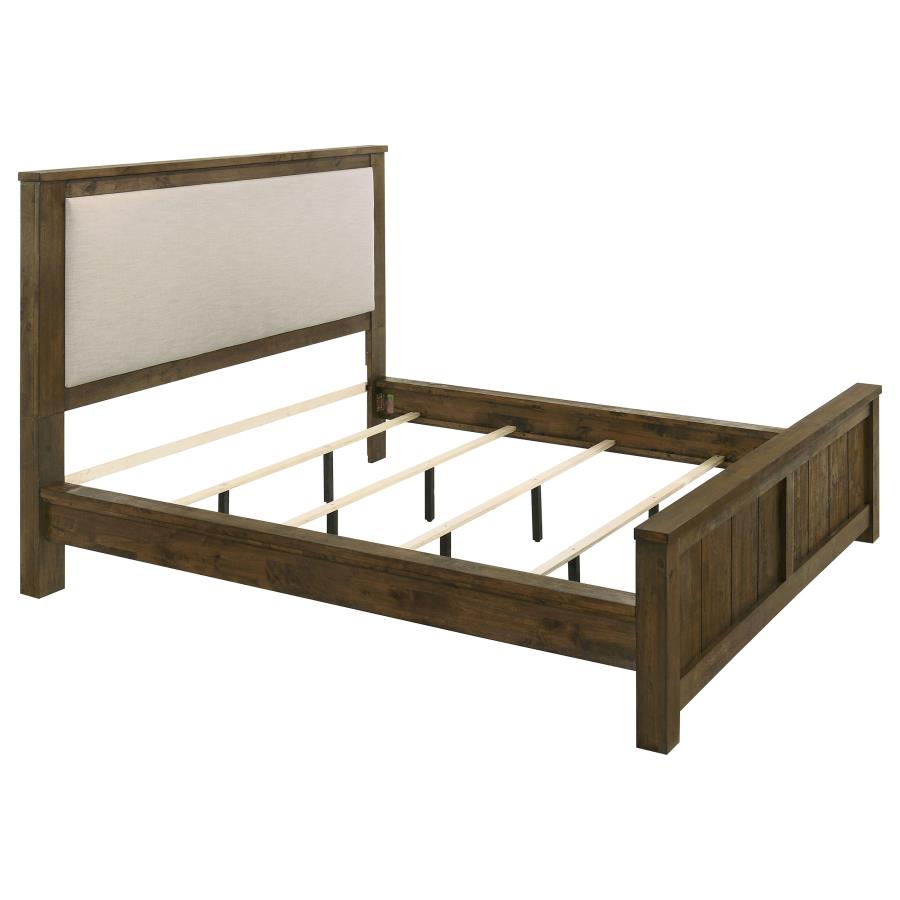 Doherty California King Upholstered Panel Bed Rustic Brown