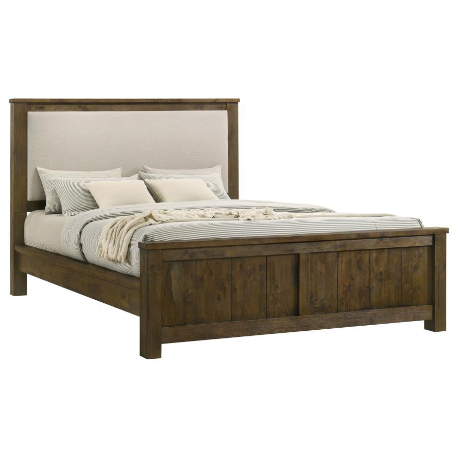 Doherty California King Upholstered Panel Bed Rustic Brown