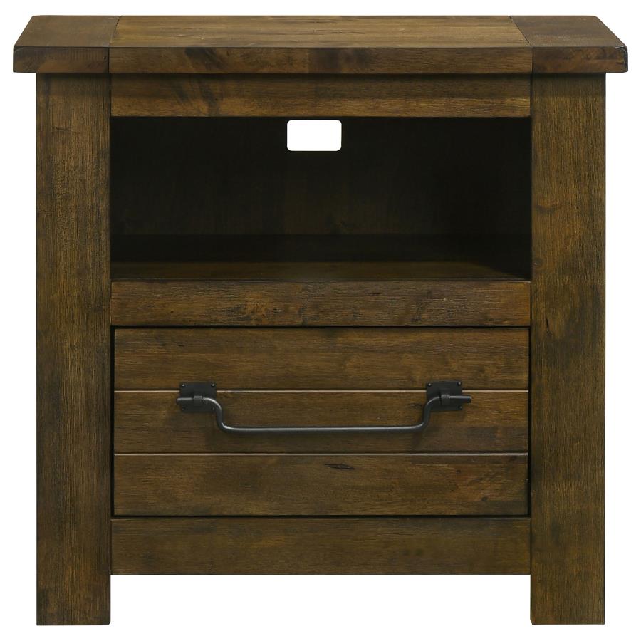 Doherty 1-drawer Nightstand Bedside Table Rustic Brown