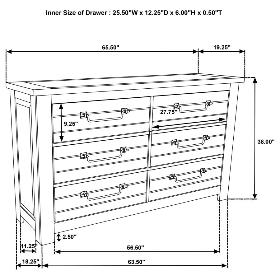 Doherty 6-drawer Bedroom Dresser Rustic Brown