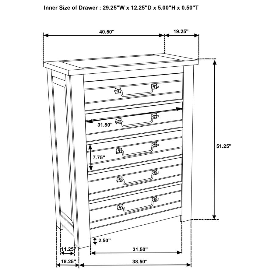 Doherty 5-drawer Chest of Drawers Rustic Brown