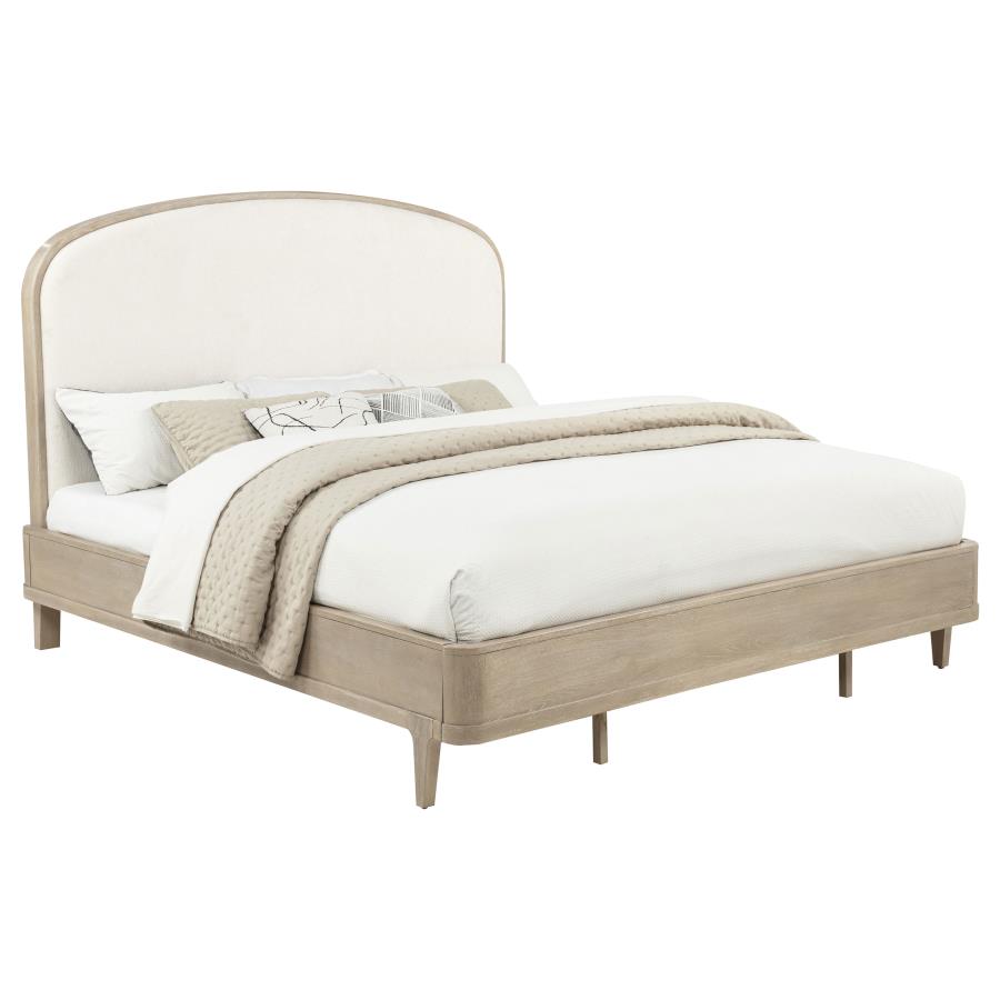 Lucaire Eastern King Upholstered Panel Bed Sandstone
