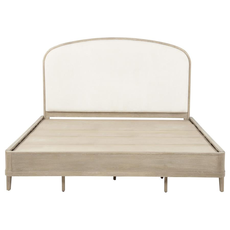 Lucaire California King Upholstered Panel Bed Sandstone